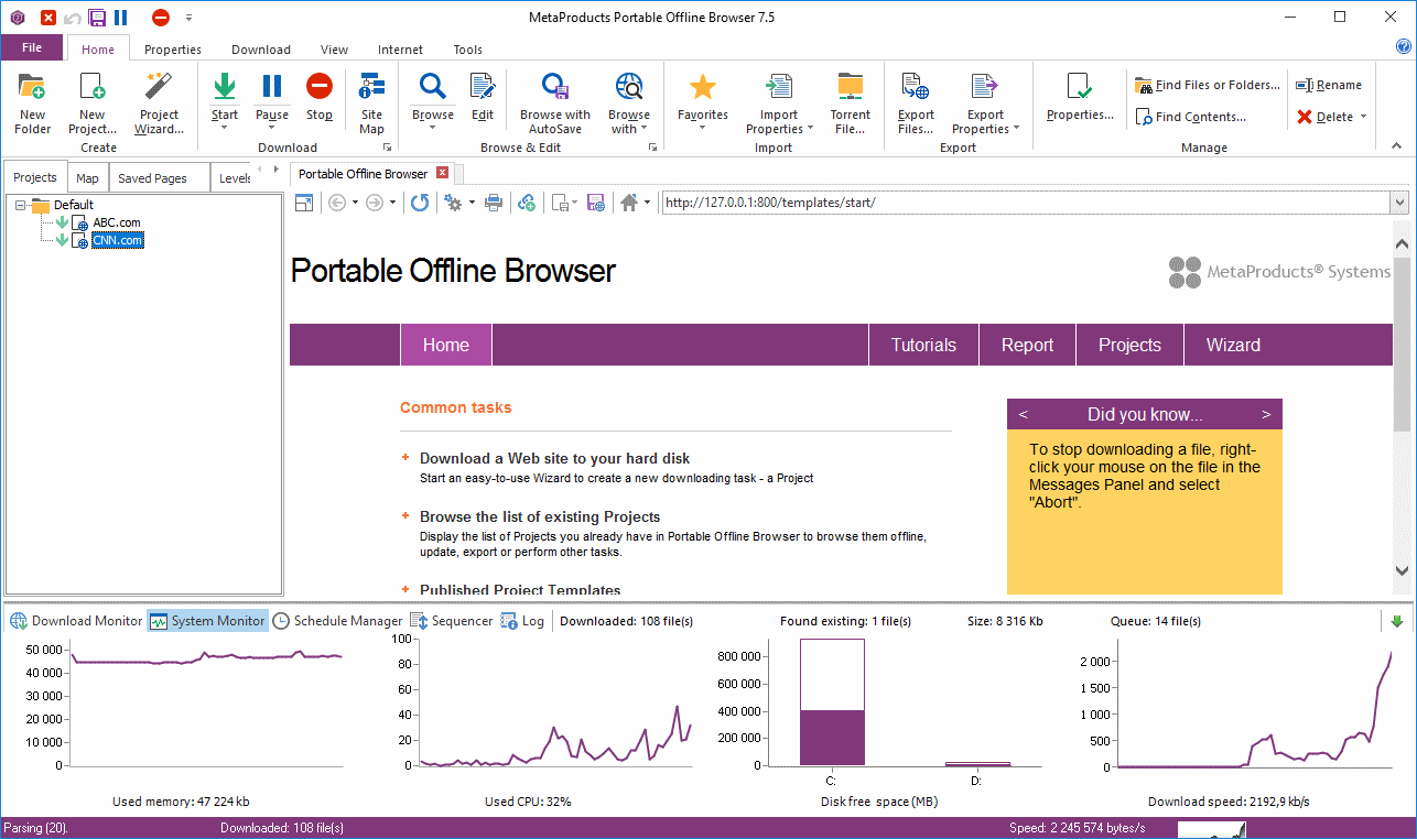 Portable Offline Browser screenshot